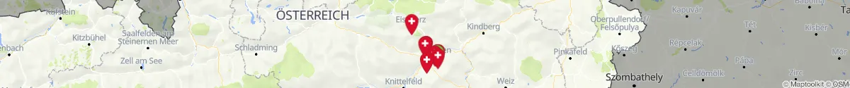 Kartenansicht für Apotheken-Notdienste in der Nähe von Kammern im Liesingtal (Leoben, Steiermark)